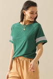 LOOSE FIT CREWNECK LINE POINT SHORT SLEEVE TEE - Doublju