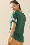 LOOSE FIT CREWNECK LINE POINT SHORT SLEEVE TEE - Doublju