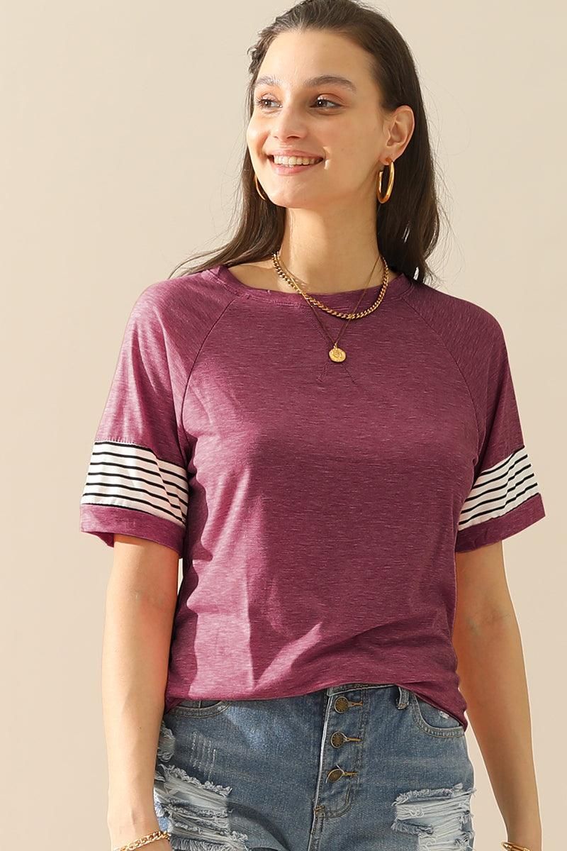 LOOSE FIT CREWNECK LINE POINT SHORT SLEEVE TEE - Doublju