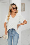 SOLID V NECK BUTTON DETAILED LOOSE TOP - Doublju