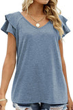 V NECK DOUBLE SLEEVE LOOSE TOP - Doublju