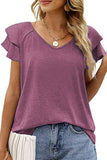 V NECK DOUBLE SLEEVE LOOSE TOP - Doublju