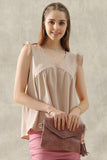 V NECK RUFFLE SLEEVE TOP - Doublju