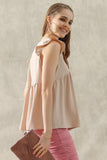 V NECK RUFFLE SLEEVE TOP - Doublju