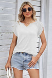 DRAPED SHORT SLEEVE WOMEN DAILY T SHIRTS - Doublju