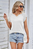 DRAPED SHORT SLEEVE WOMEN DAILY T SHIRTS - Doublju