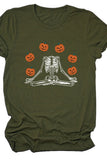 PUMPKIN PRINTED SHORT SLEEVE T SHIRT FOR WOMEN