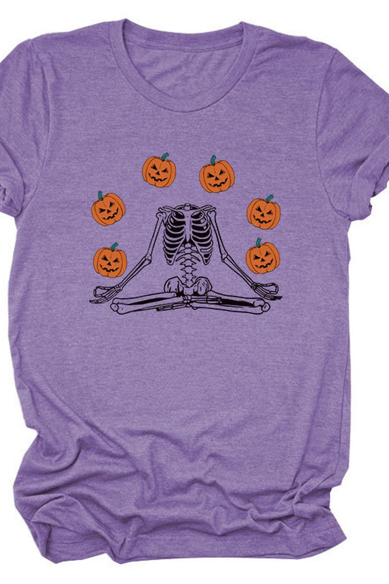 PUMPKIN PRINTED SHORT SLEEVE T SHIRT FOR WOMEN