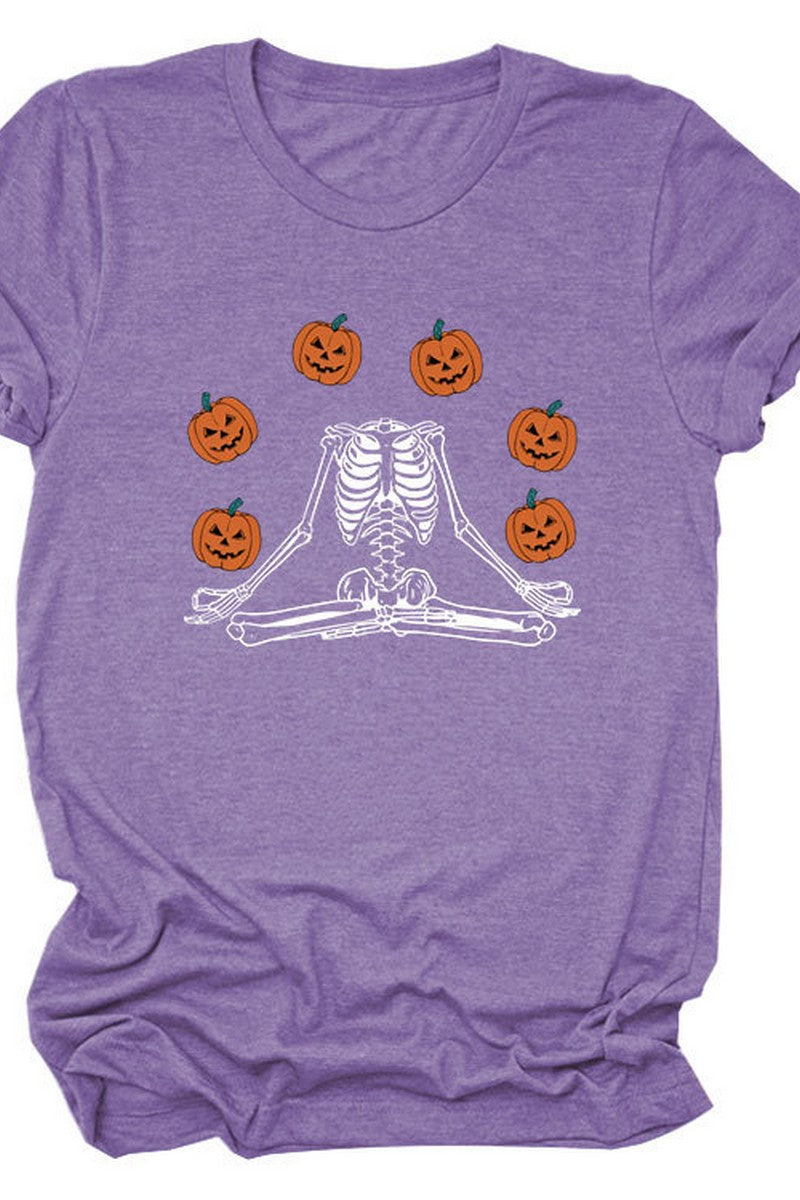 PUMPKIN PRINTED SHORT SLEEVE T SHIRT FOR WOMEN