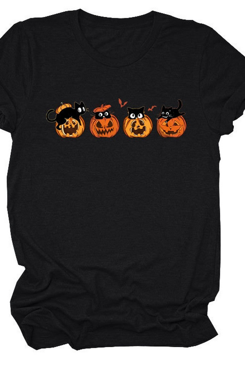 PUMPKIN CAT CUTE AND FUNNY SHORT SLEEVE WOMEN