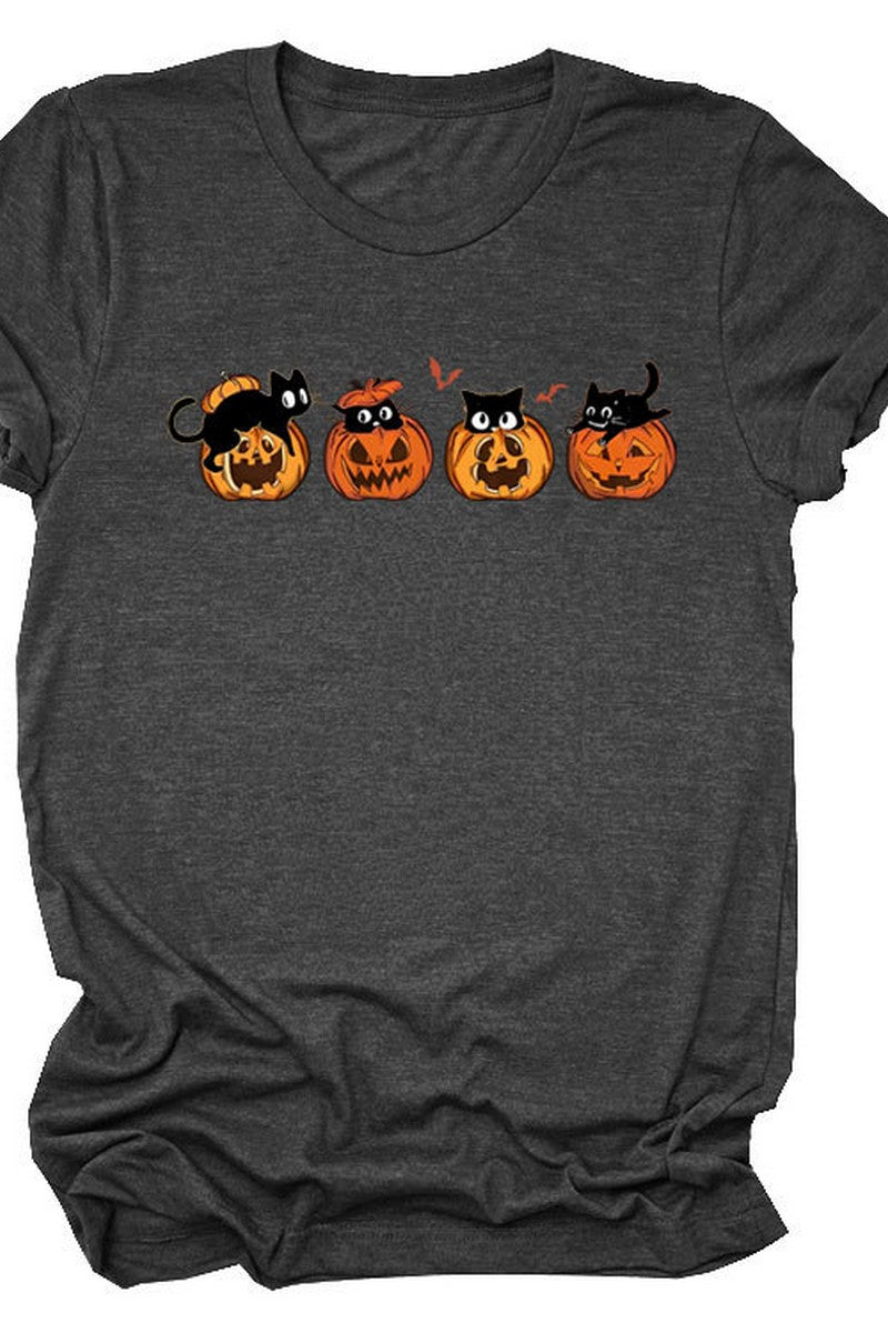 PUMPKIN CAT CUTE AND FUNNY SHORT SLEEVE WOMEN