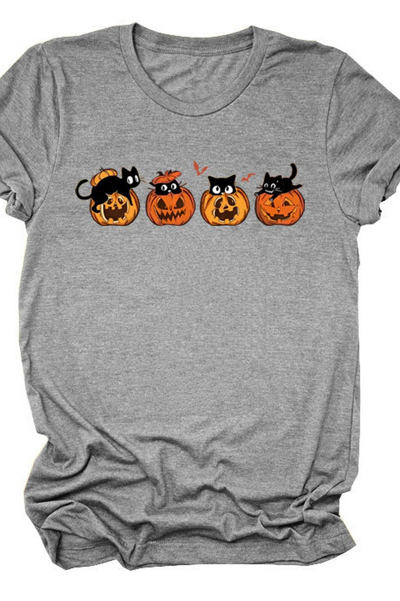 PUMPKIN CAT CUTE AND FUNNY SHORT SLEEVE WOMEN