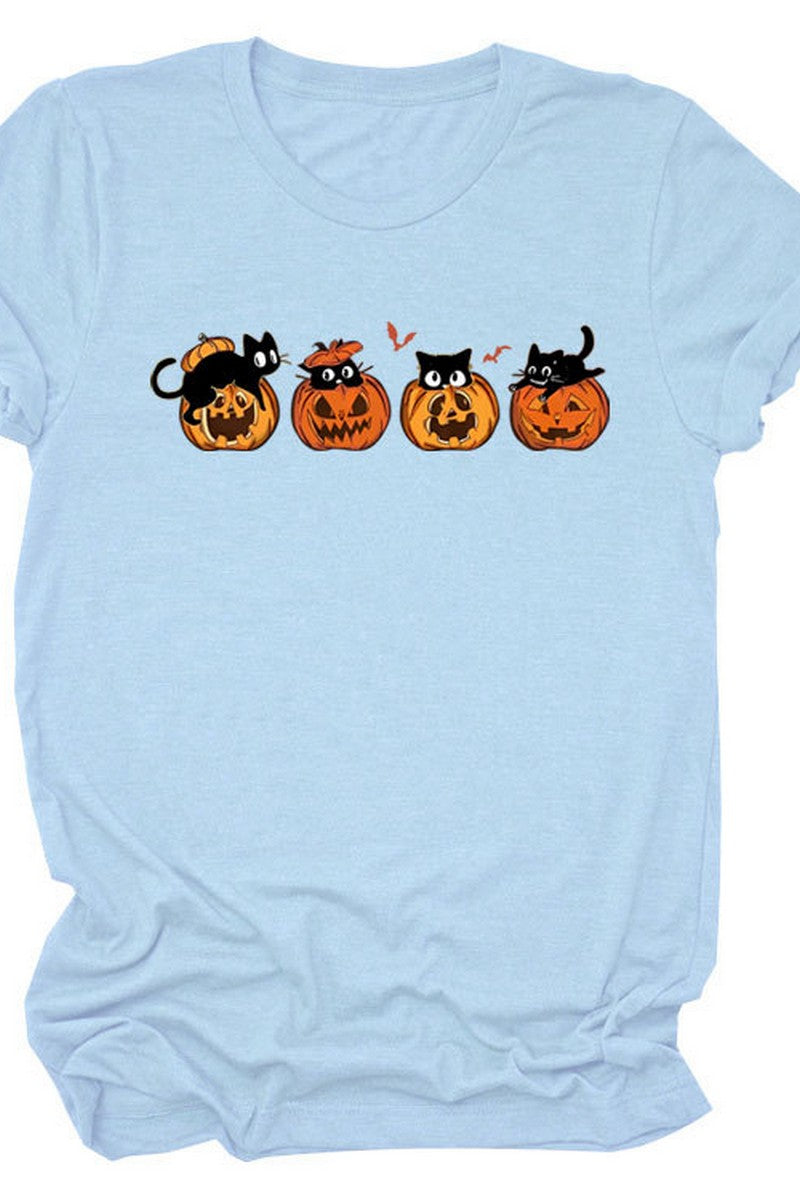 PUMPKIN CAT CUTE AND FUNNY SHORT SLEEVE WOMEN