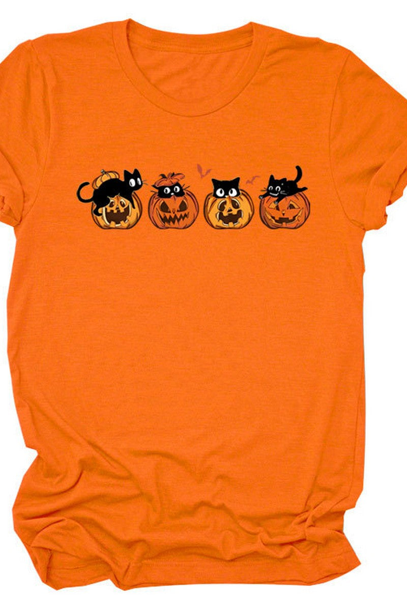 PUMPKIN CAT CUTE AND FUNNY SHORT SLEEVE WOMEN