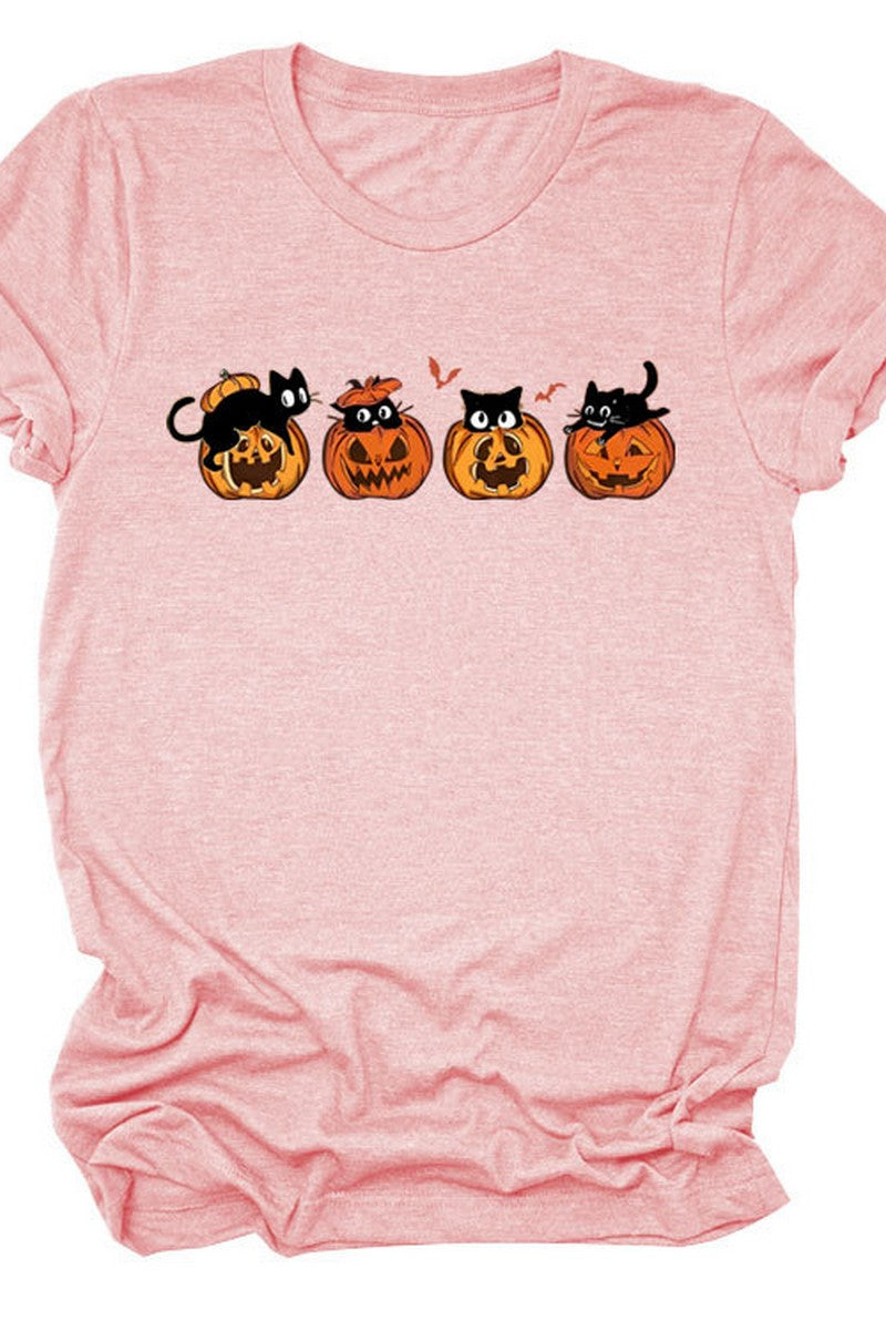 PUMPKIN CAT CUTE AND FUNNY SHORT SLEEVE WOMEN