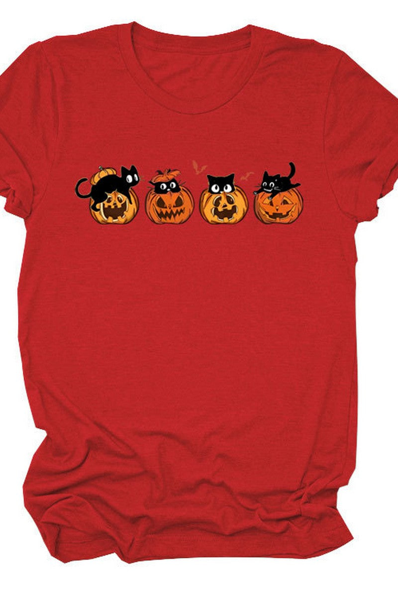 PUMPKIN CAT CUTE AND FUNNY SHORT SLEEVE WOMEN