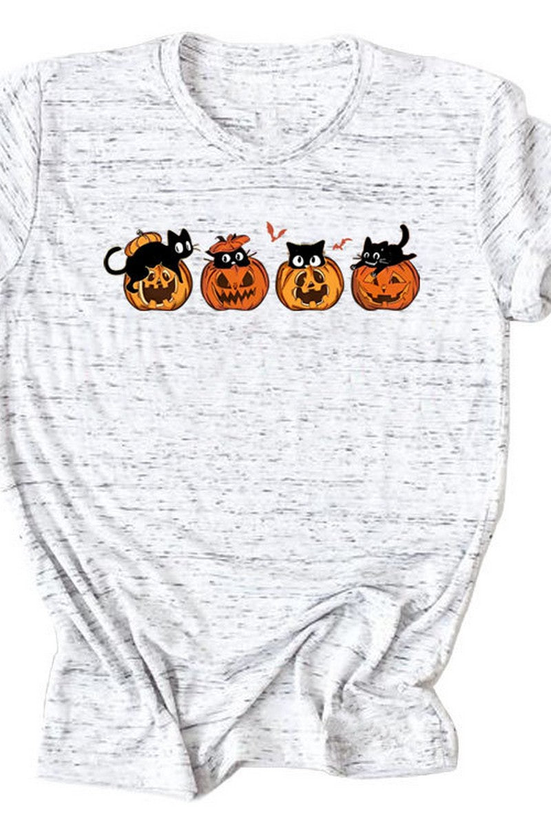 PUMPKIN CAT CUTE AND FUNNY SHORT SLEEVE WOMEN