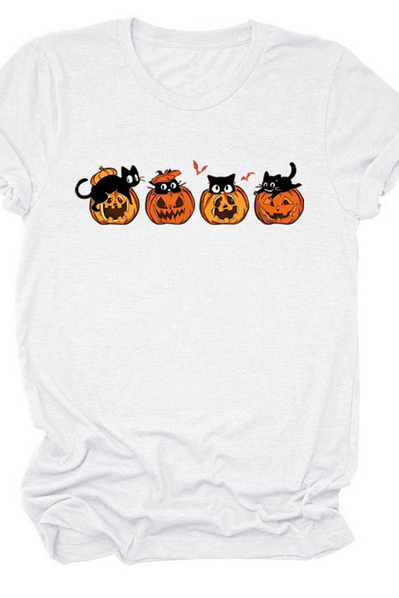 PUMPKIN CAT CUTE AND FUNNY SHORT SLEEVE WOMEN