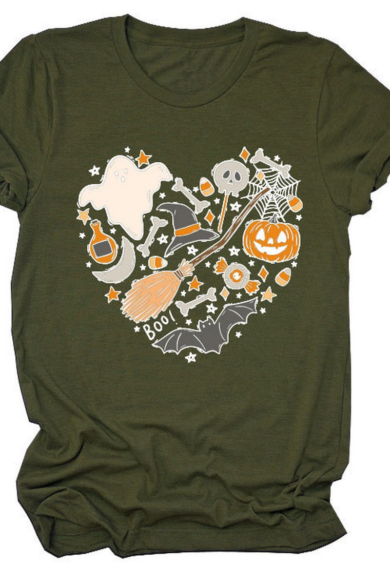 WOMEN HALLOWEEN PRINTING SHORT SLEEVE T SHIRT