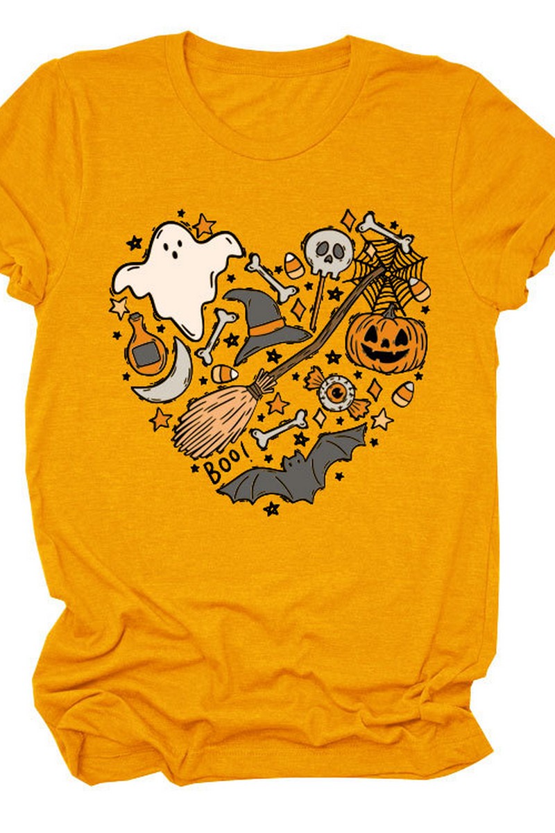 WOMEN HALLOWEEN PRINTING SHORT SLEEVE T SHIRT