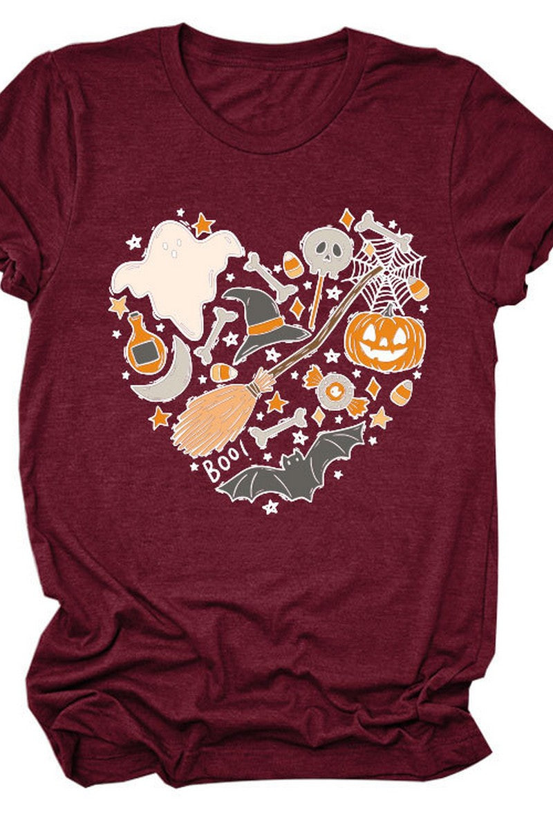 WOMEN HALLOWEEN PRINTING SHORT SLEEVE T SHIRT