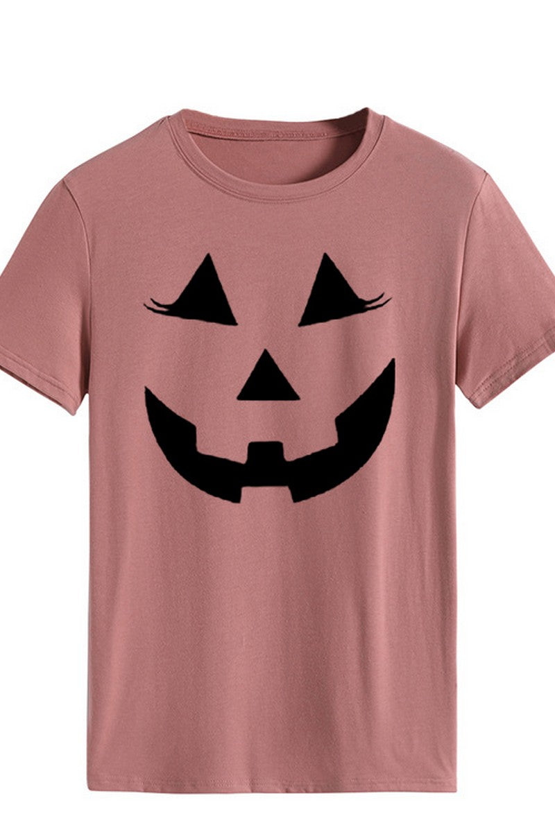 WOMEN LOOSE FIT HALLOWEEN PRINTING SHORT T SHIRT