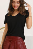 V NECK SOFT MODAL SHORT SLEEVE T SHIRT TOP - Doublju