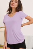 V NECK SOFT MODAL SHORT SLEEVE T SHIRT TOP - Doublju