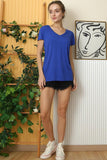 V NECK SOFT MODAL SHORT SLEEVE T SHIRT TOP - Doublju