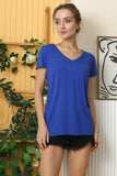 V NECK SOFT MODAL SHORT SLEEVE T SHIRT TOP - Doublju