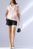 OPEN V NECK SHORT SLEEVELESS WAFFLE KNIT TOP - Doublju