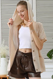 BOTTON DOWN HODDIE TOP CADIGAN WITH FRONT POCKETS - Doublju