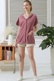 BOTTON DOWN HODDIE TOP CADIGAN WITH FRONT POCKETS - Doublju