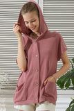 BOTTON DOWN HODDIE TOP CADIGAN WITH FRONT POCKETS - Doublju