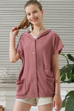 BOTTON DOWN HODDIE TOP CADIGAN WITH FRONT POCKETS - Doublju