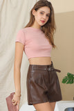 ROUND CREW NECK SHORT SLEEVE CROP TOP