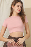 ROUND CREW NECK SHORT SLEEVE CROP TOP