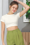 ROUND CREW NECK SHORT SLEEVE CROP TOP