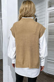 SOLID CABLE KNIT SWEATER VEST - Doublju