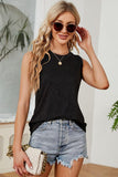 BASIC CREW NECK SLEEVELESS T SHIRTS,70% COTTON - Doublju
