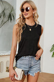 BASIC CREW NECK SLEEVELESS T SHIRTS,70% COTTON - Doublju