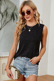 BASIC CREW NECK SLEEVELESS T SHIRTS,70% COTTON - Doublju