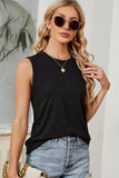 BASIC CREW NECK SLEEVELESS T SHIRTS,70% COTTON - Doublju