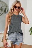 BASIC CREW NECK SLEEVELESS T SHIRTS,70% COTTON - Doublju