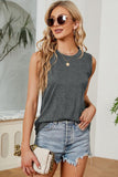 BASIC CREW NECK SLEEVELESS T SHIRTS,70% COTTON - Doublju