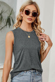 BASIC CREW NECK SLEEVELESS T SHIRTS,70% COTTON - Doublju