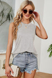 BASIC CREW NECK SLEEVELESS T SHIRTS,70% COTTON - Doublju