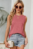 BASIC CREW NECK SLEEVELESS T SHIRTS,70% COTTON - Doublju