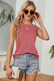 BASIC CREW NECK SLEEVELESS T SHIRTS,70% COTTON - Doublju