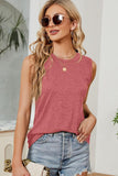 BASIC CREW NECK SLEEVELESS T SHIRTS,70% COTTON - Doublju